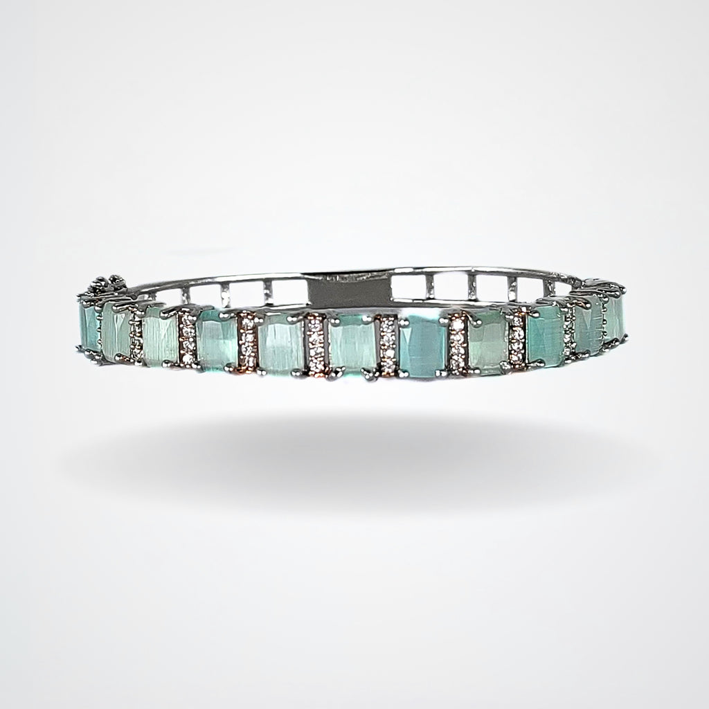 Rhodium Plated Turquoise Tennis Bracelet