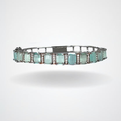 Rhodium Plated Turquoise Tennis Bracelet