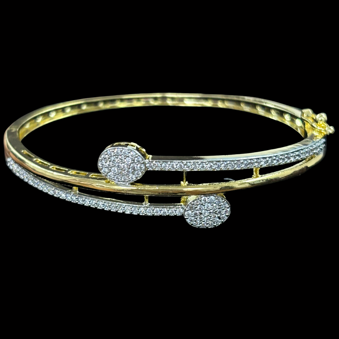 Eternal Glow Dual-Tone Cubic Zirconia Bangle – A Statement of Luxury & Style