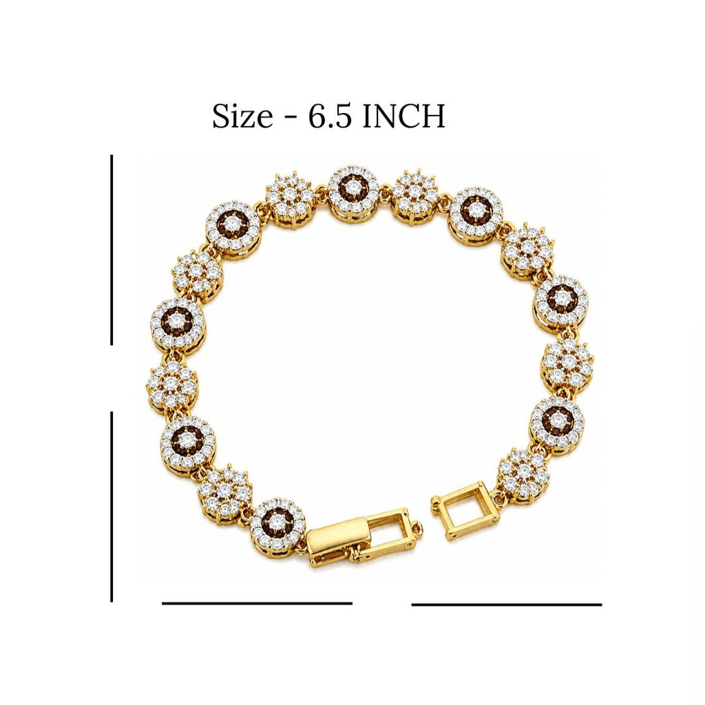 Gold Plated Cubic Zirconia Floral Tennis Bracelet