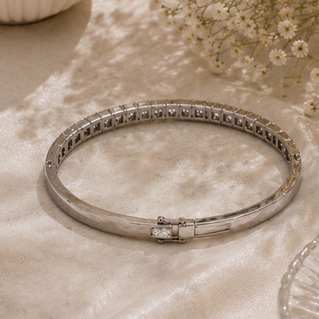 Rhodium Plated Cubic Zirconia Bracelet