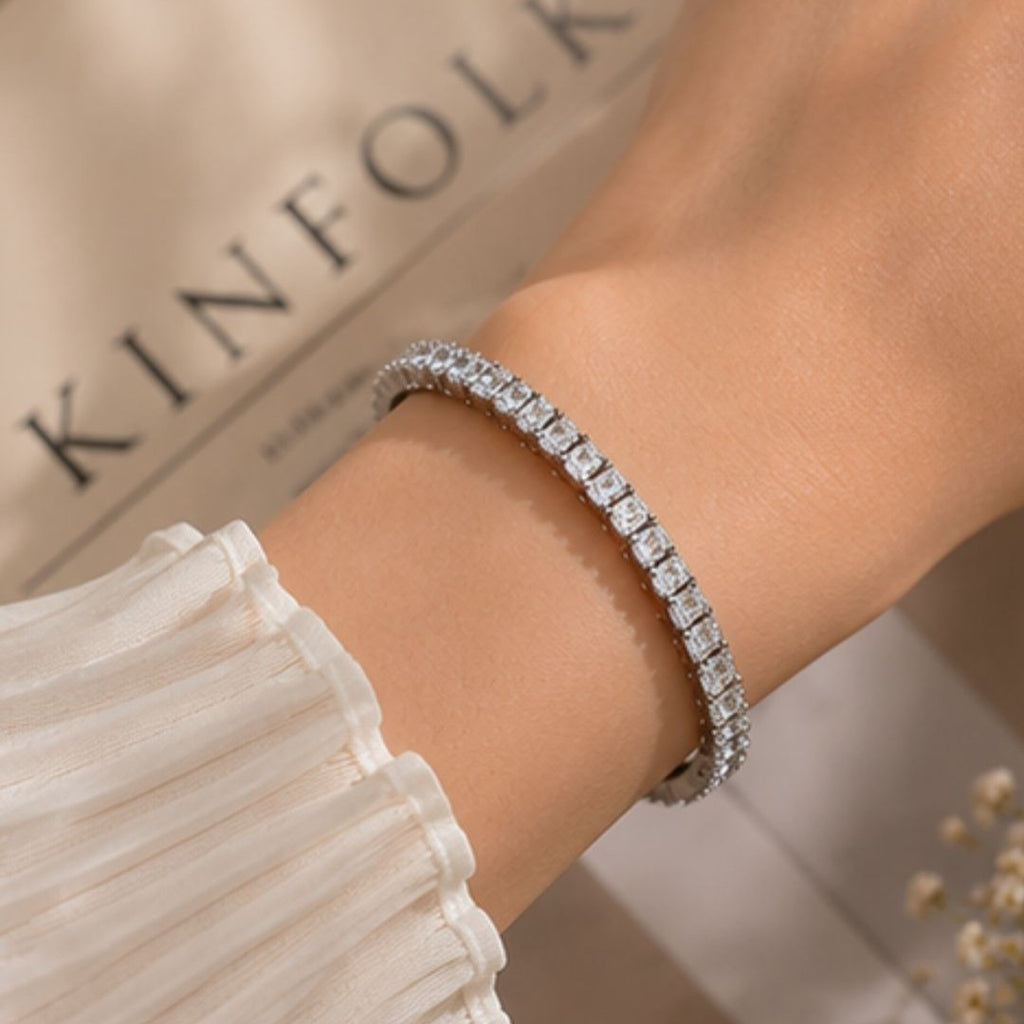 Rhodium Plated Cubic Zirconia Bracelet