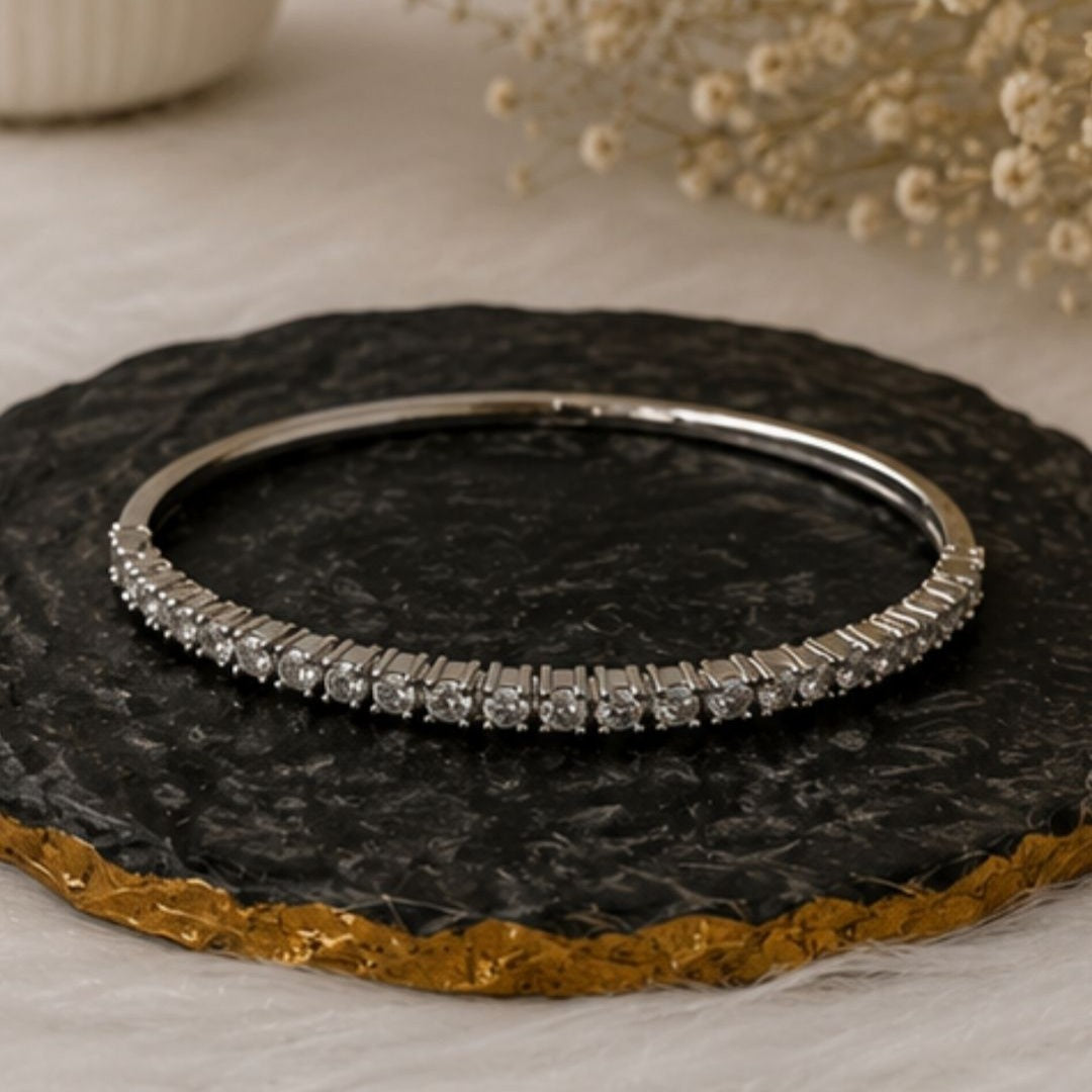 Rhodium Plated Cubic Zirconia Bracelet
