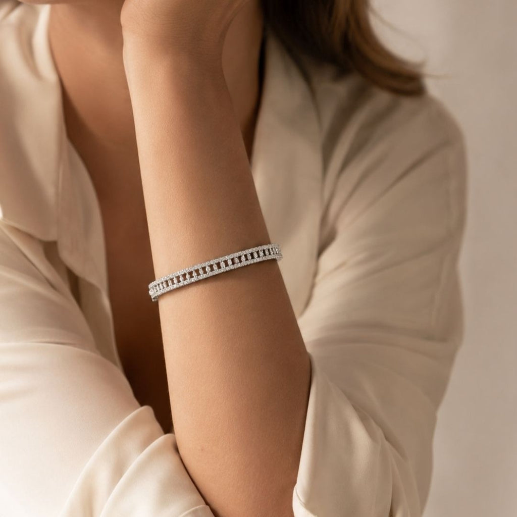 Rhodium Plated Cubic Zirconia Bracelet