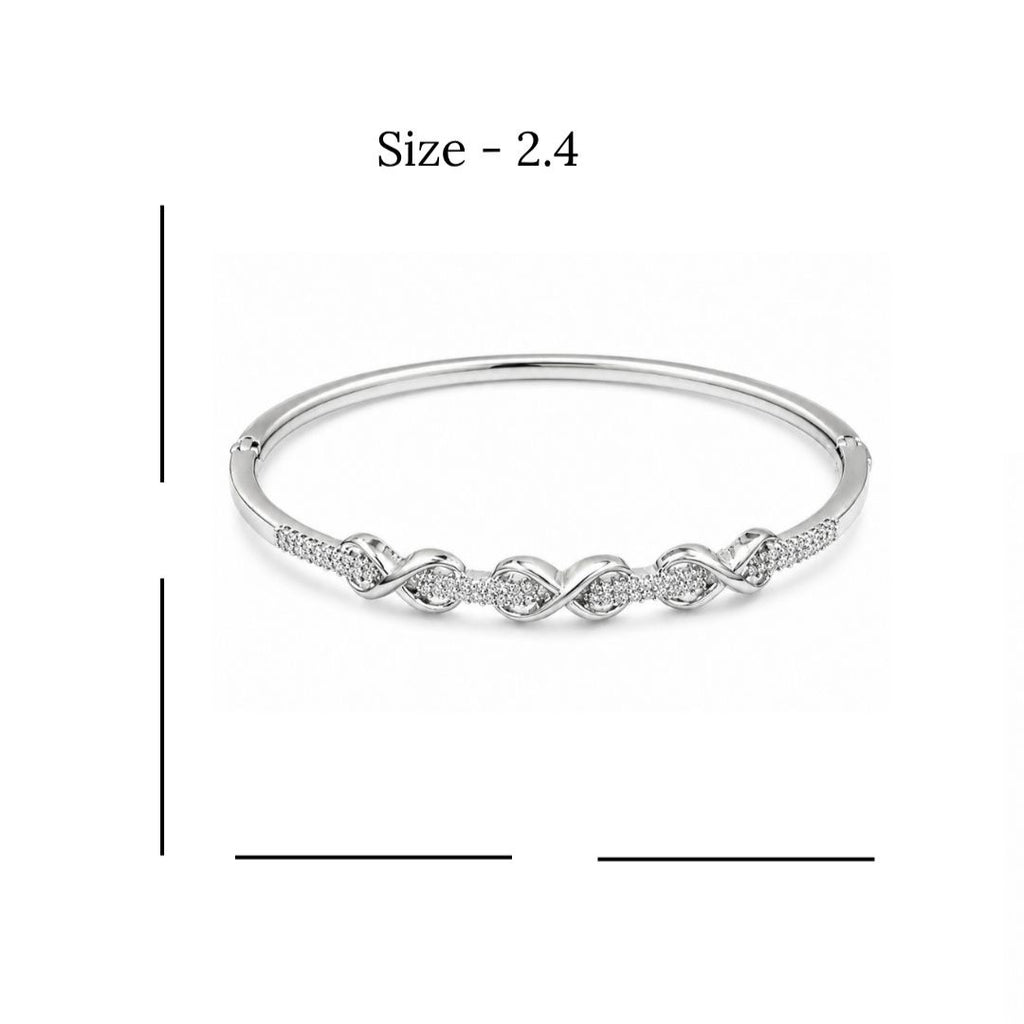 Rhodium Plated Cubic Zirconia Infinity Style Bracelet