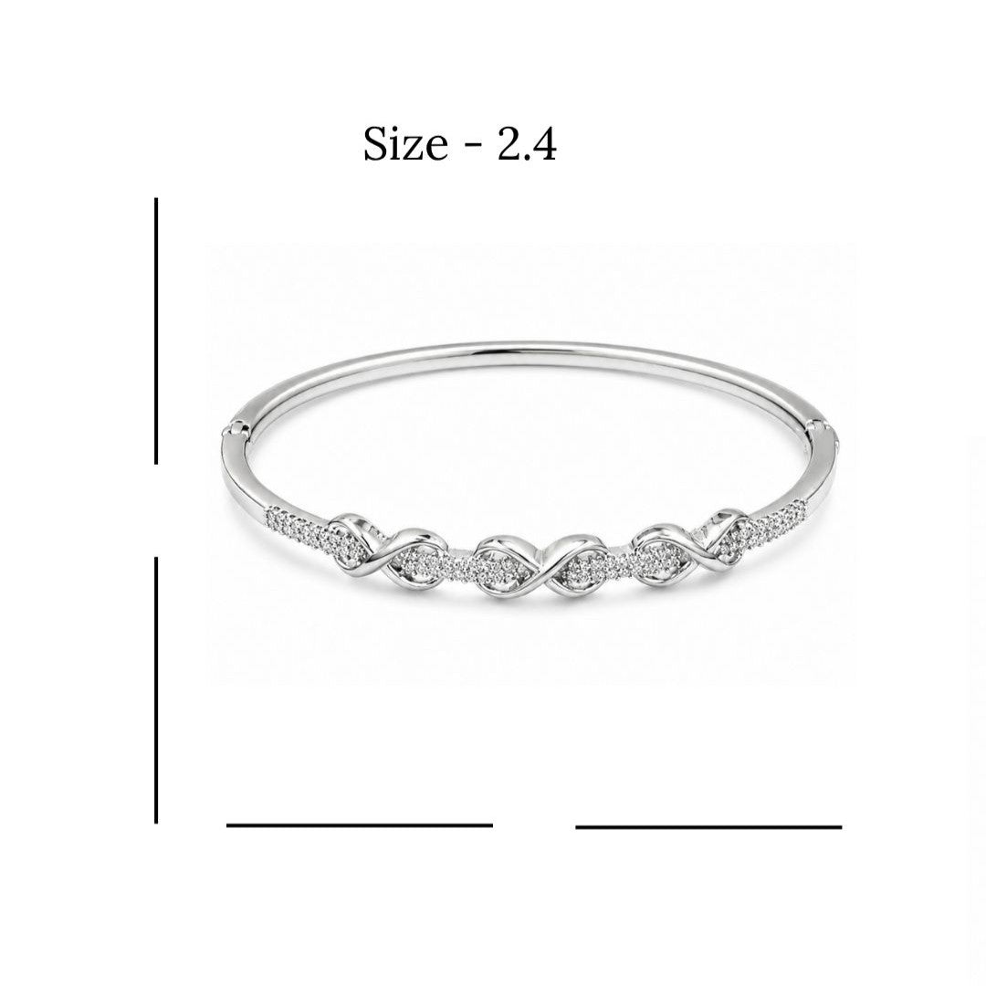 Rhodium Plated Cubic Zirconia Infinity Style Bracelet