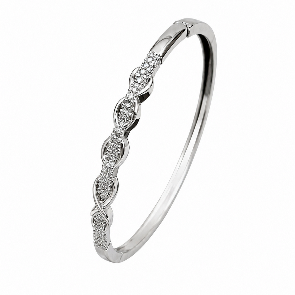 Rhodium Plated Cubic Zirconia Infinity Style Bracelet