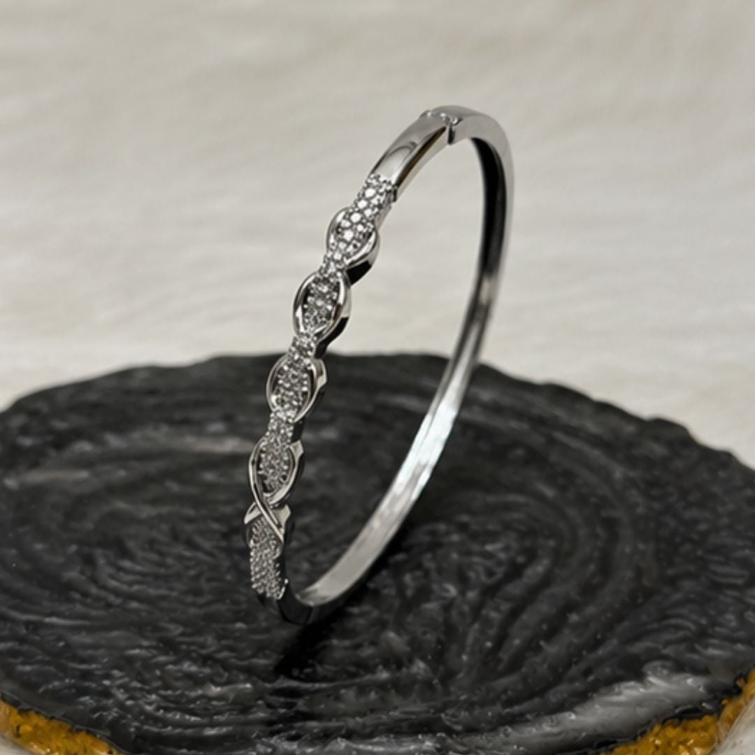 Rhodium Plated Cubic Zirconia Infinity Style Bracelet