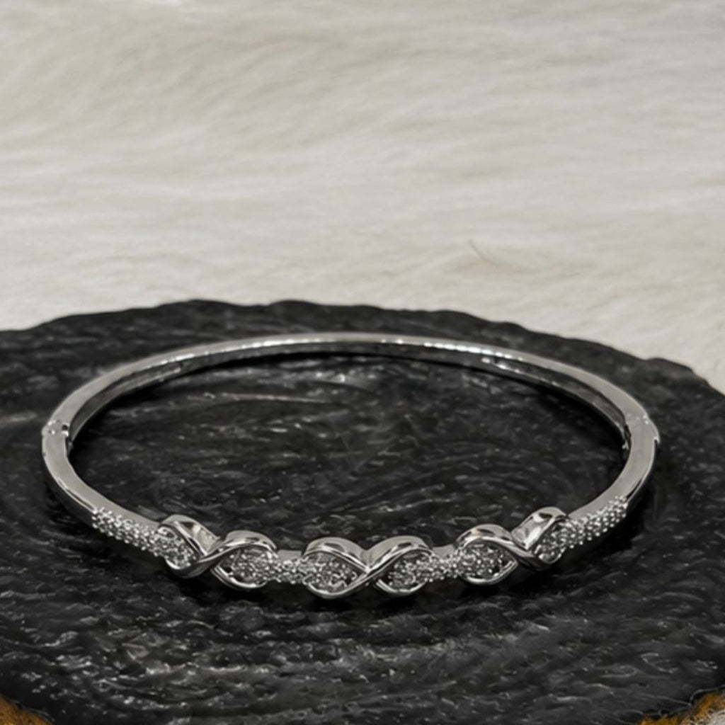 Rhodium Plated Cubic Zirconia Infinity Style Bracelet