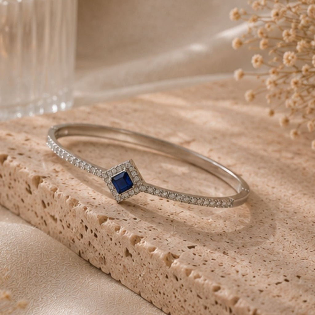 Rhodium Plated Cubic Zirconia Halo Style Bracelet