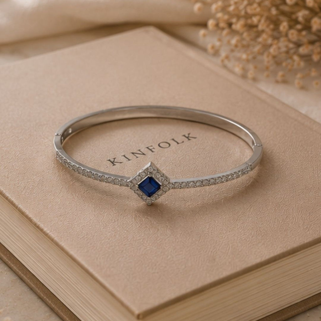 Rhodium Plated Cubic Zirconia Halo Style Bracelet