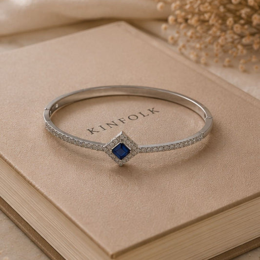 Rhodium Plated Cubic Zirconia Halo Style Bracelet