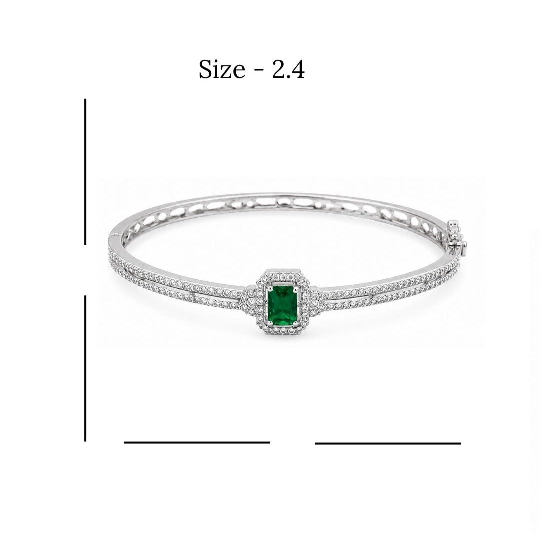 Rhodium Plated Cubic Zirconia Halo Style Bracelet