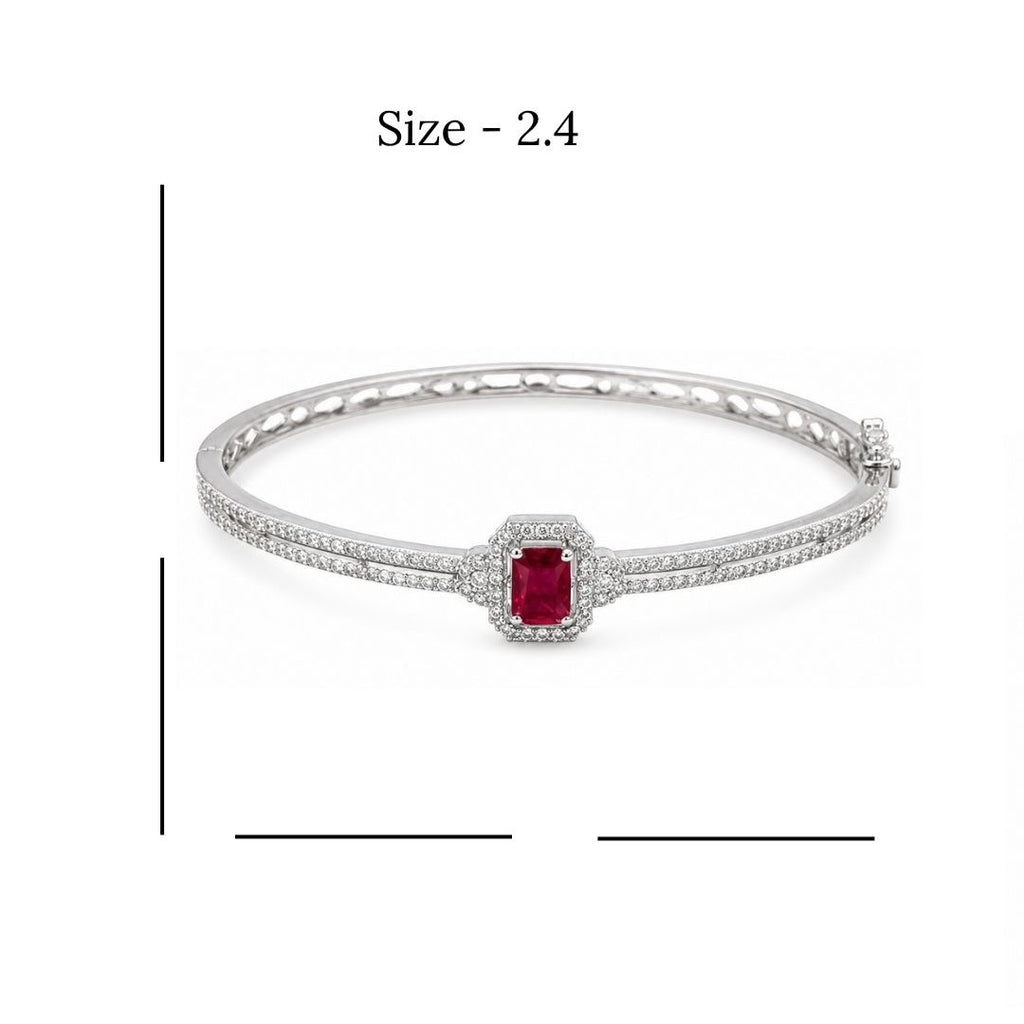 Rhodium Plated Cubic Zirconia Halo Style Bracelet