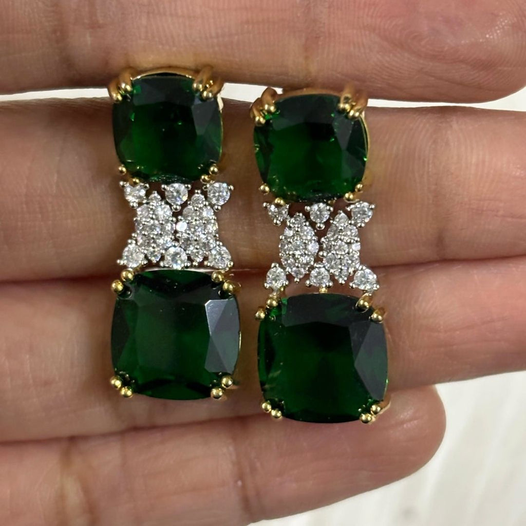 Gold Plated Green Topaz Earrings