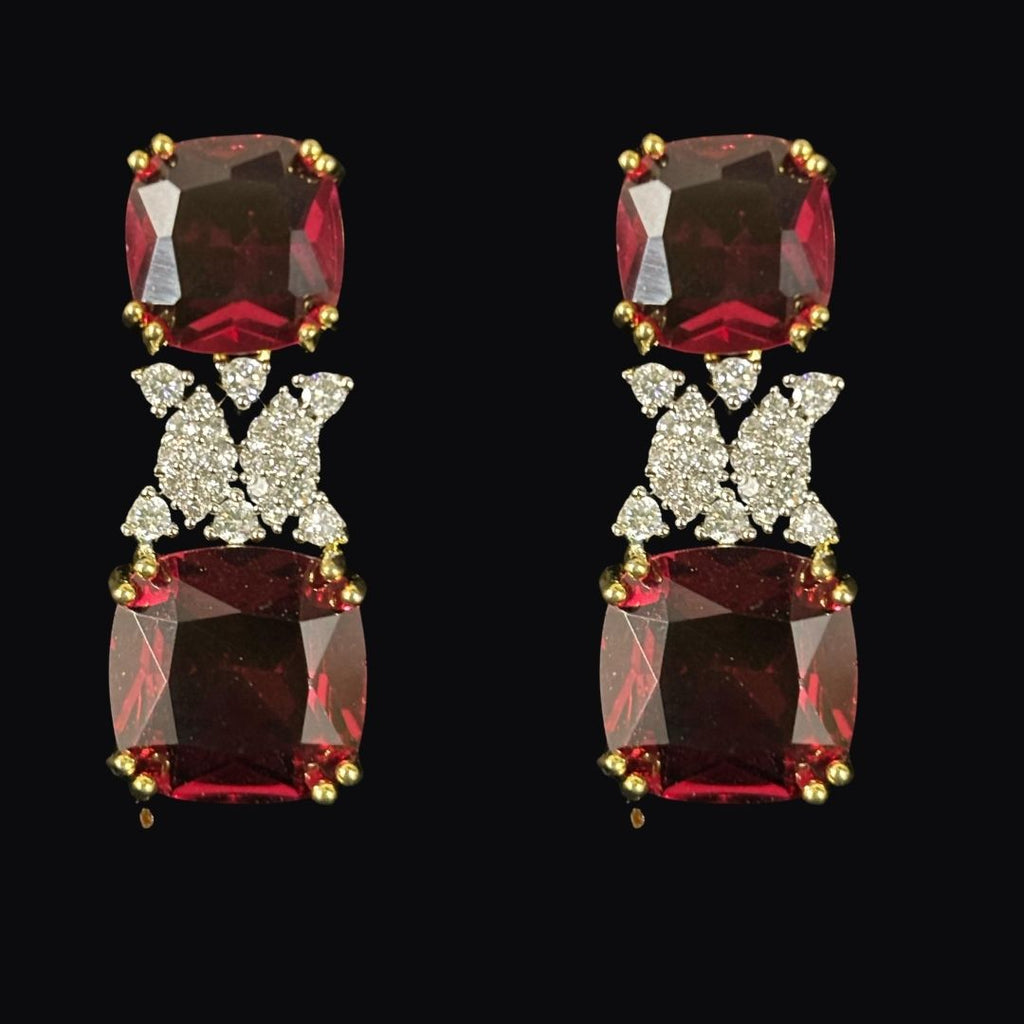 Gold Plated Red Ruby Earrings