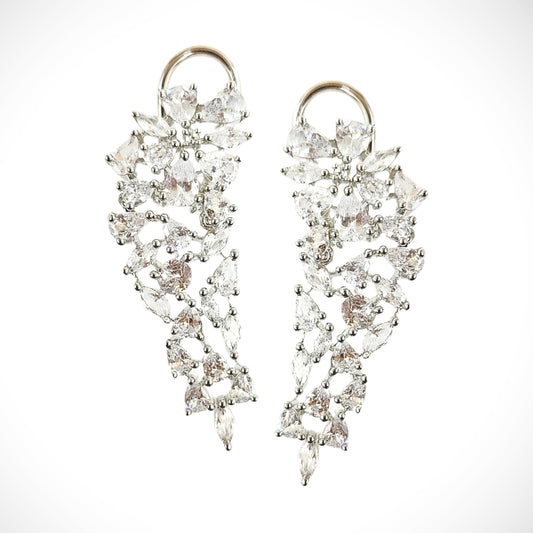 BDiva Rhodium Plated Dangle Earrings - Marquise and Pear Shaped Cubic Zirconia,  Handcrafted Elegant Jewellery for Women