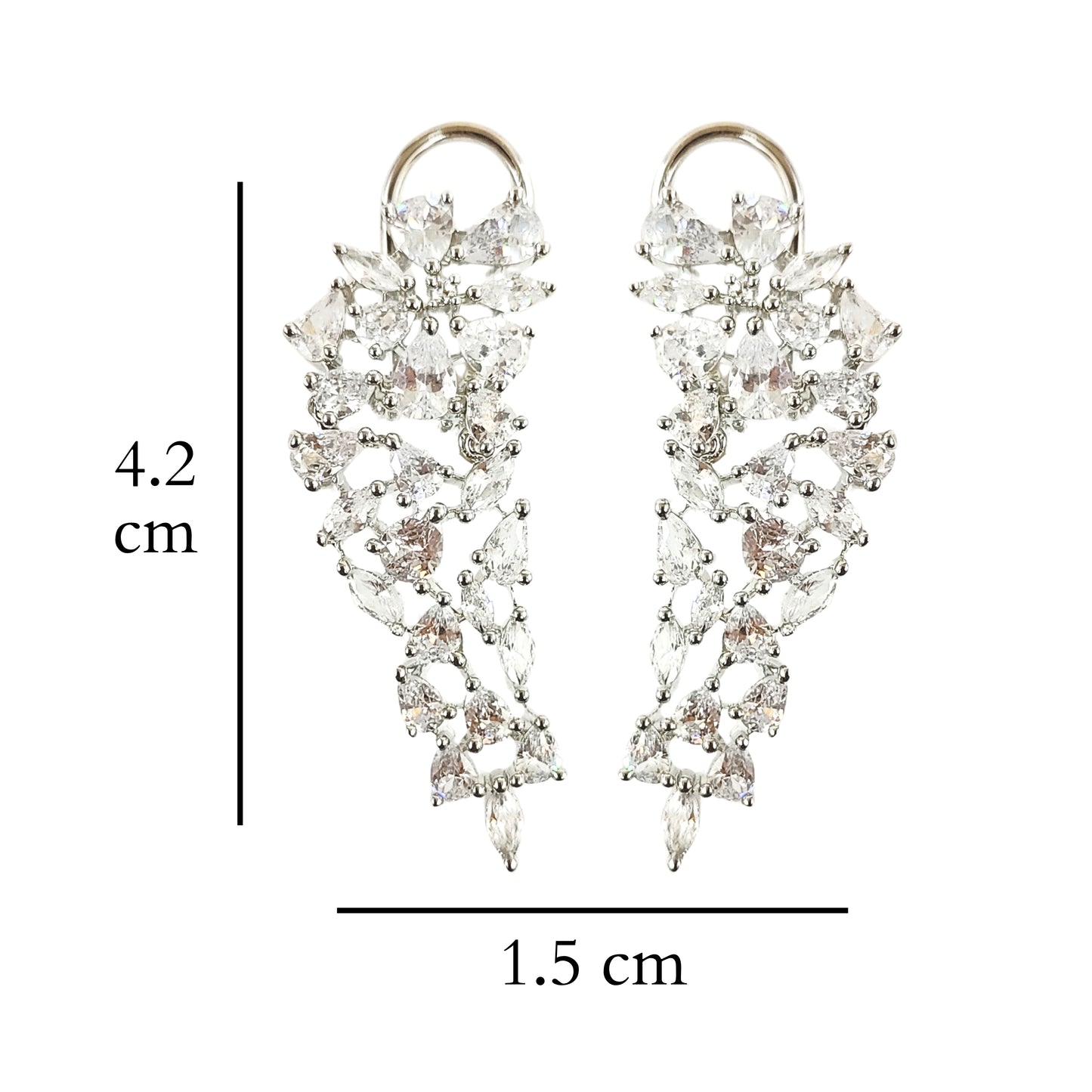 BDiva Rhodium Plated Dangle Earrings - Marquise and Pear Shaped Cubic Zirconia,  Handcrafted Elegant Jewellery for Women