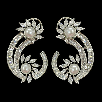 Rhodium Plated Cubic Zirconia Earring