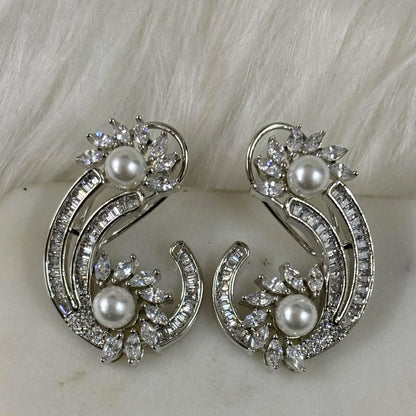 Rhodium Plated Cubic Zirconia Earring