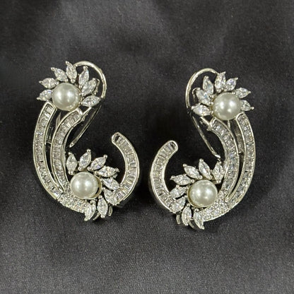 Rhodium Plated Cubic Zirconia Earring