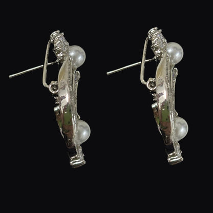 Rhodium Plated Cubic Zirconia Earring