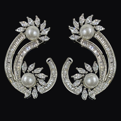Rhodium Plated Cubic Zirconia Earring