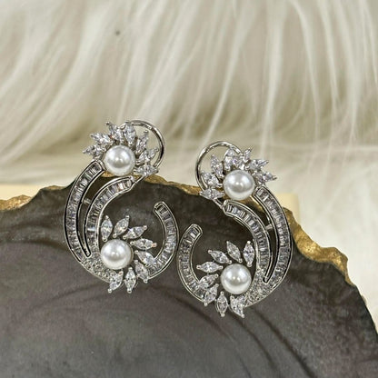 Rhodium Plated Cubic Zirconia Earring