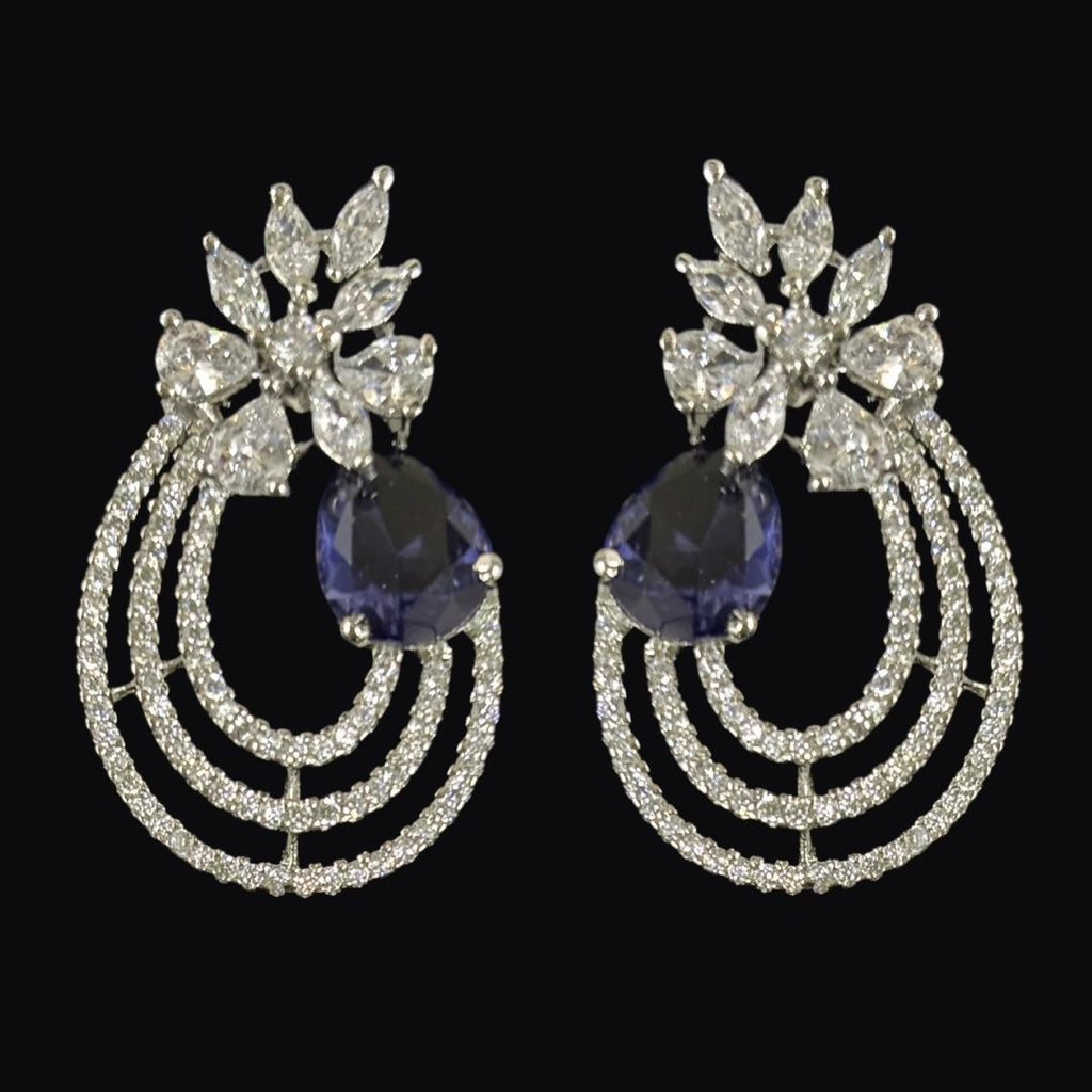 Rhodium Plated Cubic Zirconia Earring