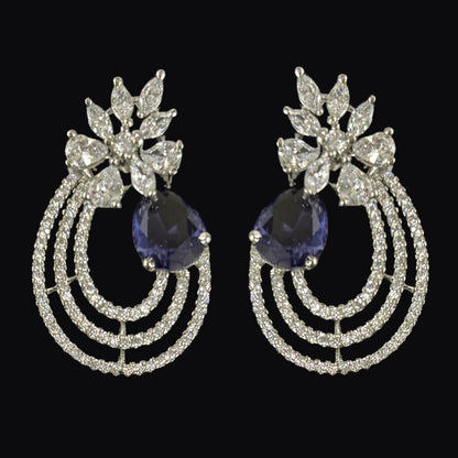 Rhodium Plated Cubic Zirconia Earring