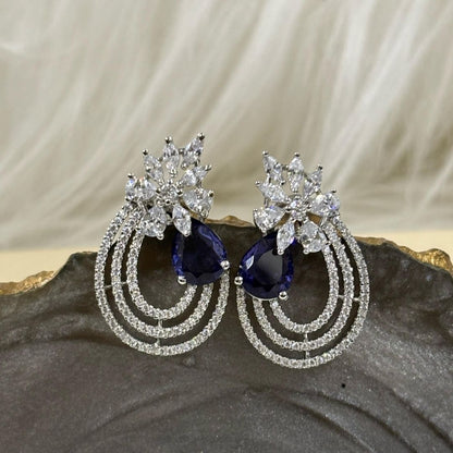 Rhodium Plated Cubic Zirconia Earring