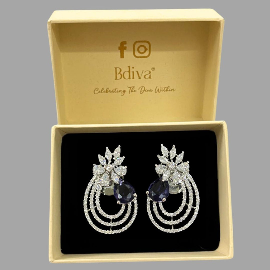 Rhodium Plated Cubic Zirconia Earring