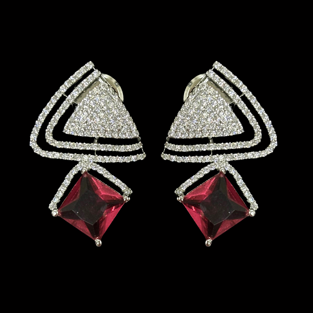 Red Ruby Luxe Statement Earrings – Bold, Glamorous & Unforgettable