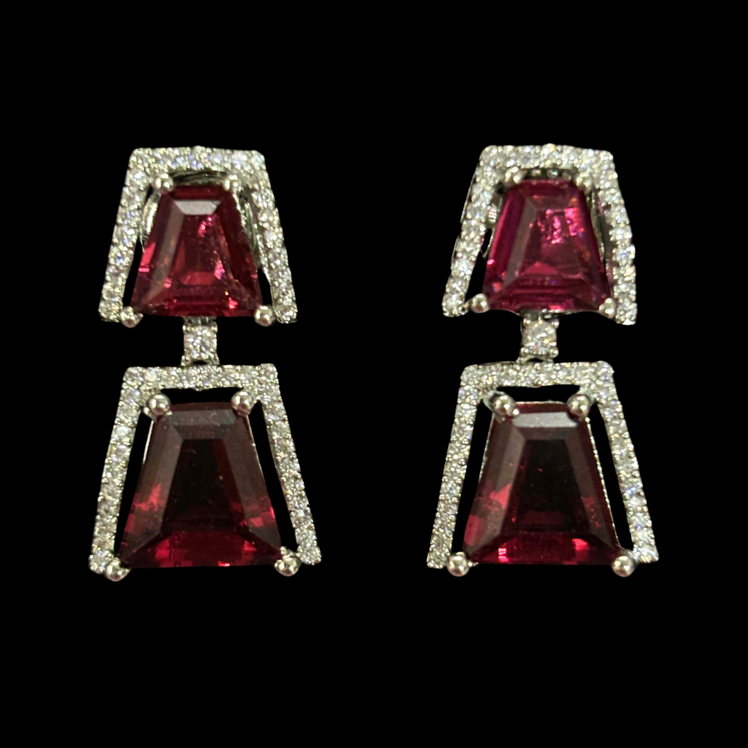 Gold Plated Regal Radiance Ruby Earrings