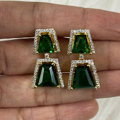 Gold Plated Green Topaz Earrings