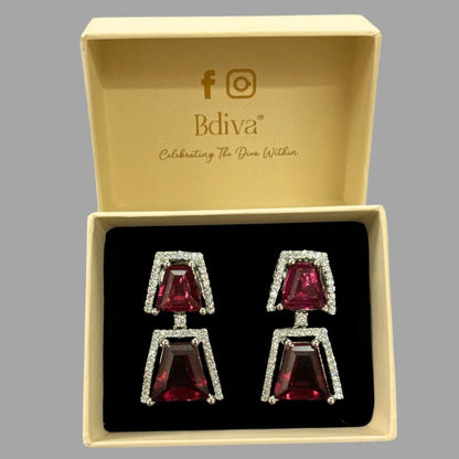 Gold Plated Red Ruby Earrings
