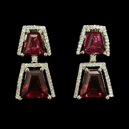 Gold Plated Red Ruby Earrings