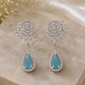 Rhodium Plated Cubic Zirconia Drop Earrings