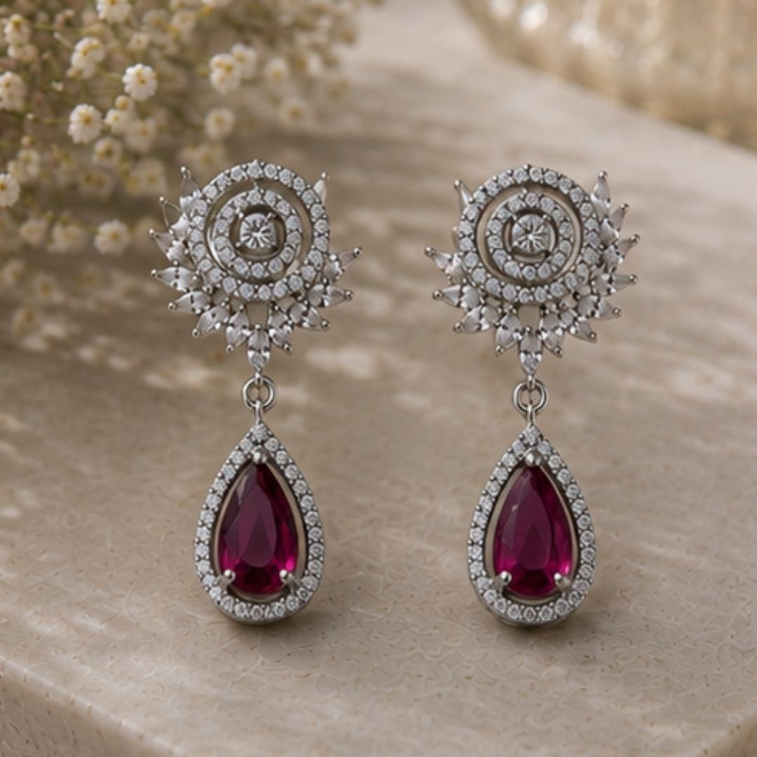 Rhodium Plated CZ Earrings