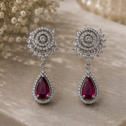 Rhodium Plated CZ Earrings