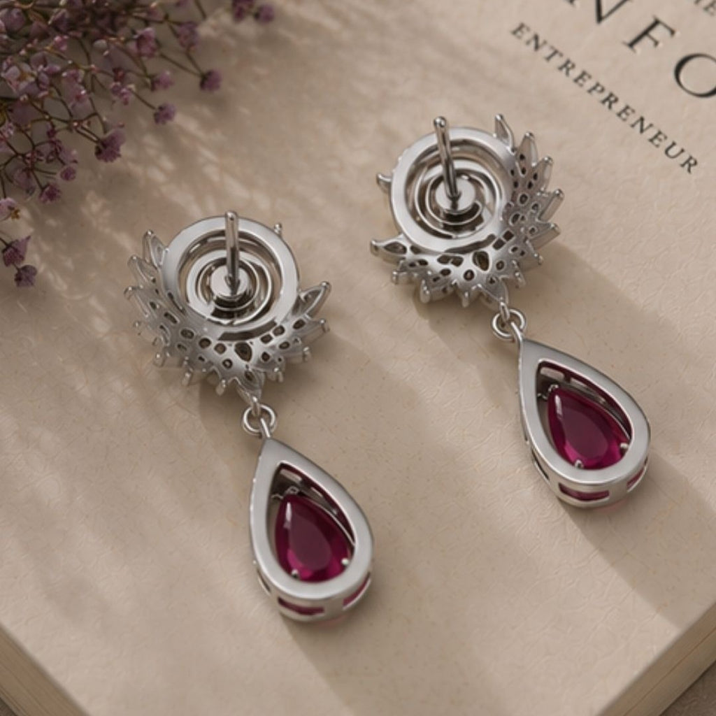Rhodium Plated Cubic Zirconia Drop Earrings