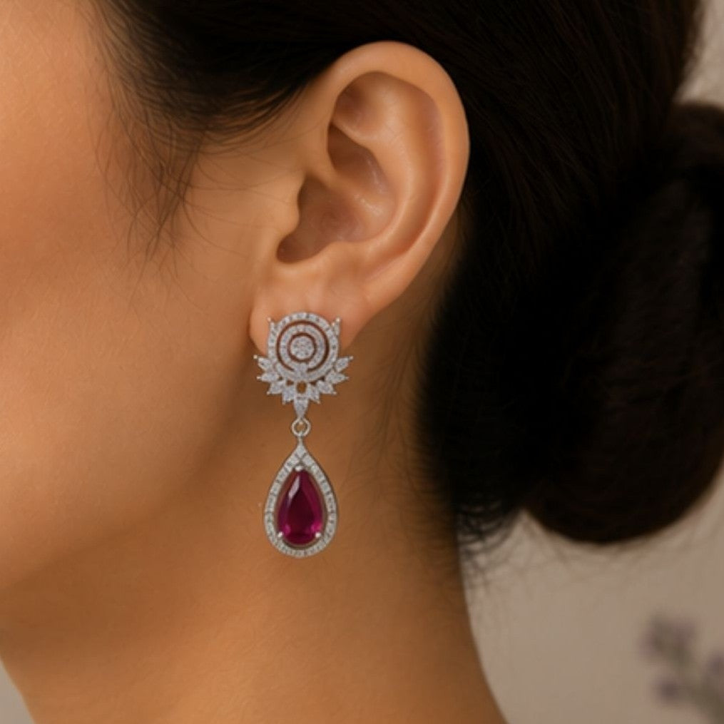 Rhodium Plated CZ Earrings