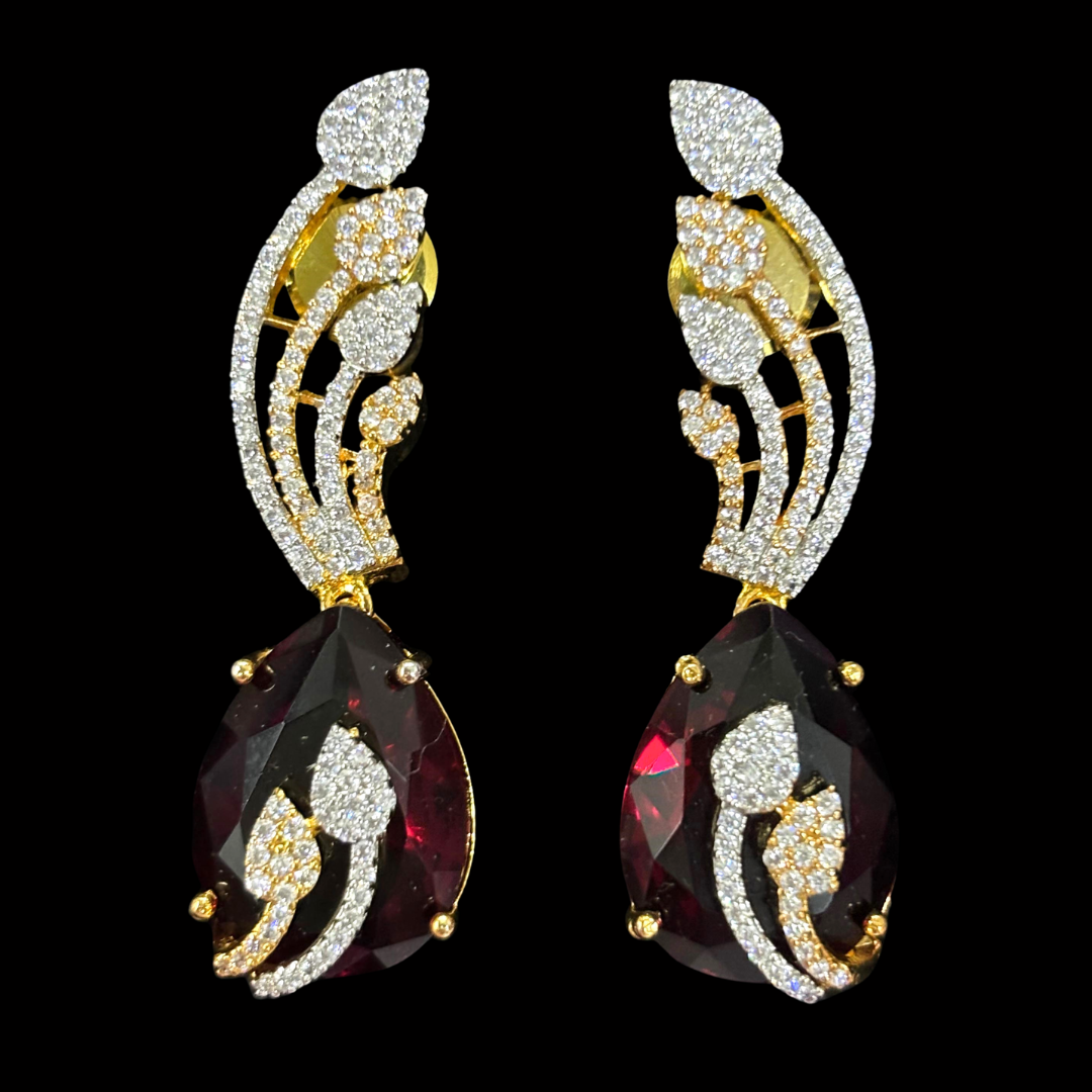 Gold Plated Ruby Earrings – A Symphony of Elegance & Glamour