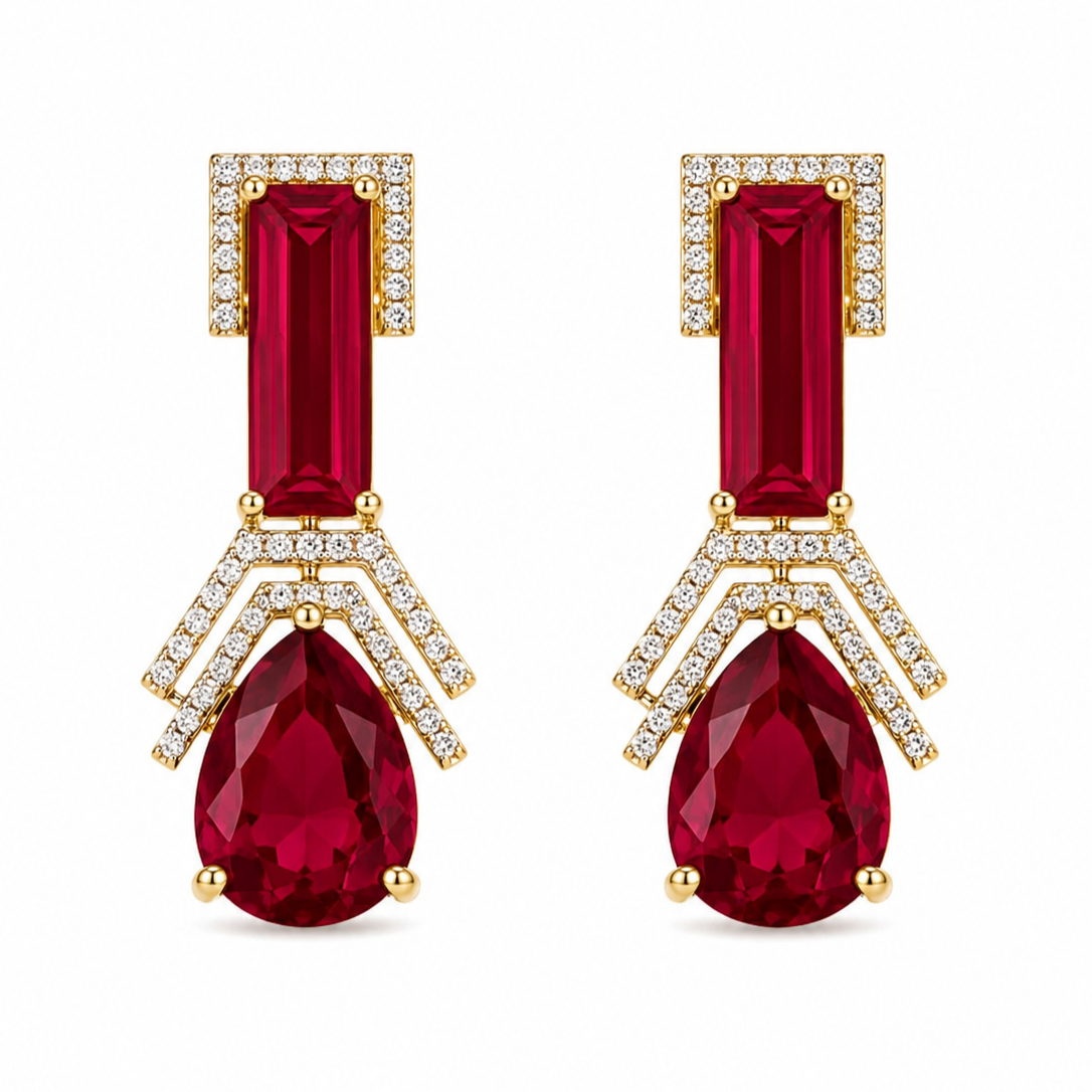 Gold Plated Cubic Zirconia Drop Earrings