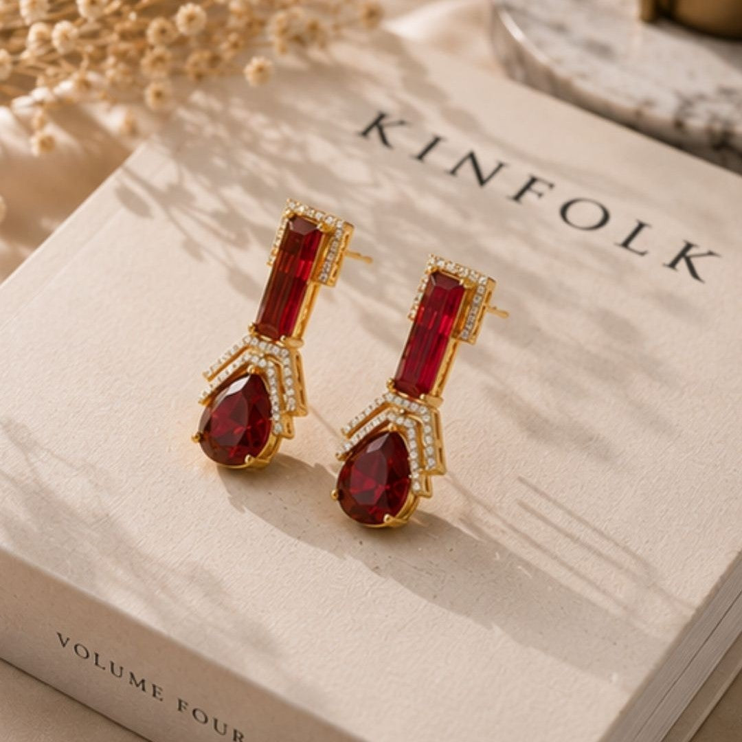 Gold Plated Cubic Zirconia Drop Earrings