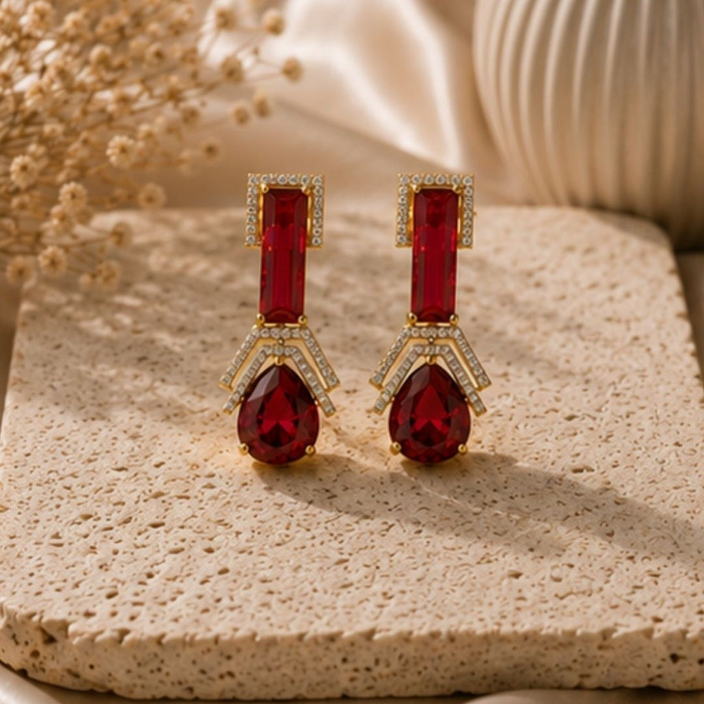 Gold Plated Cubic Zirconia Drop Earrings