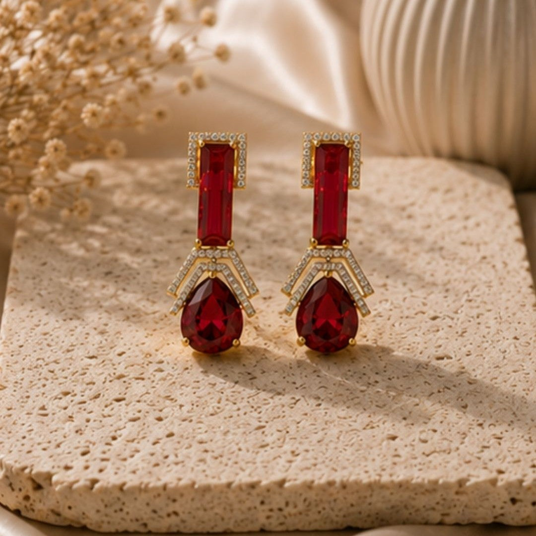 Gold Plated Cubic Zirconia Drop Earrings