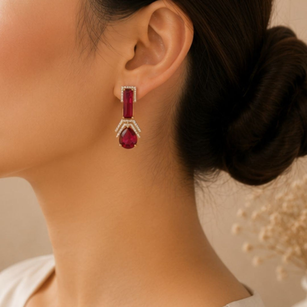 Gold Plated Cubic Zirconia Drop Earrings