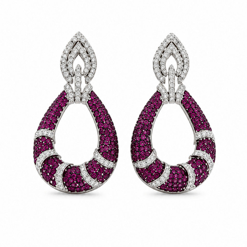 Rhodium Plated Cubic Zirconia Drop Earrings