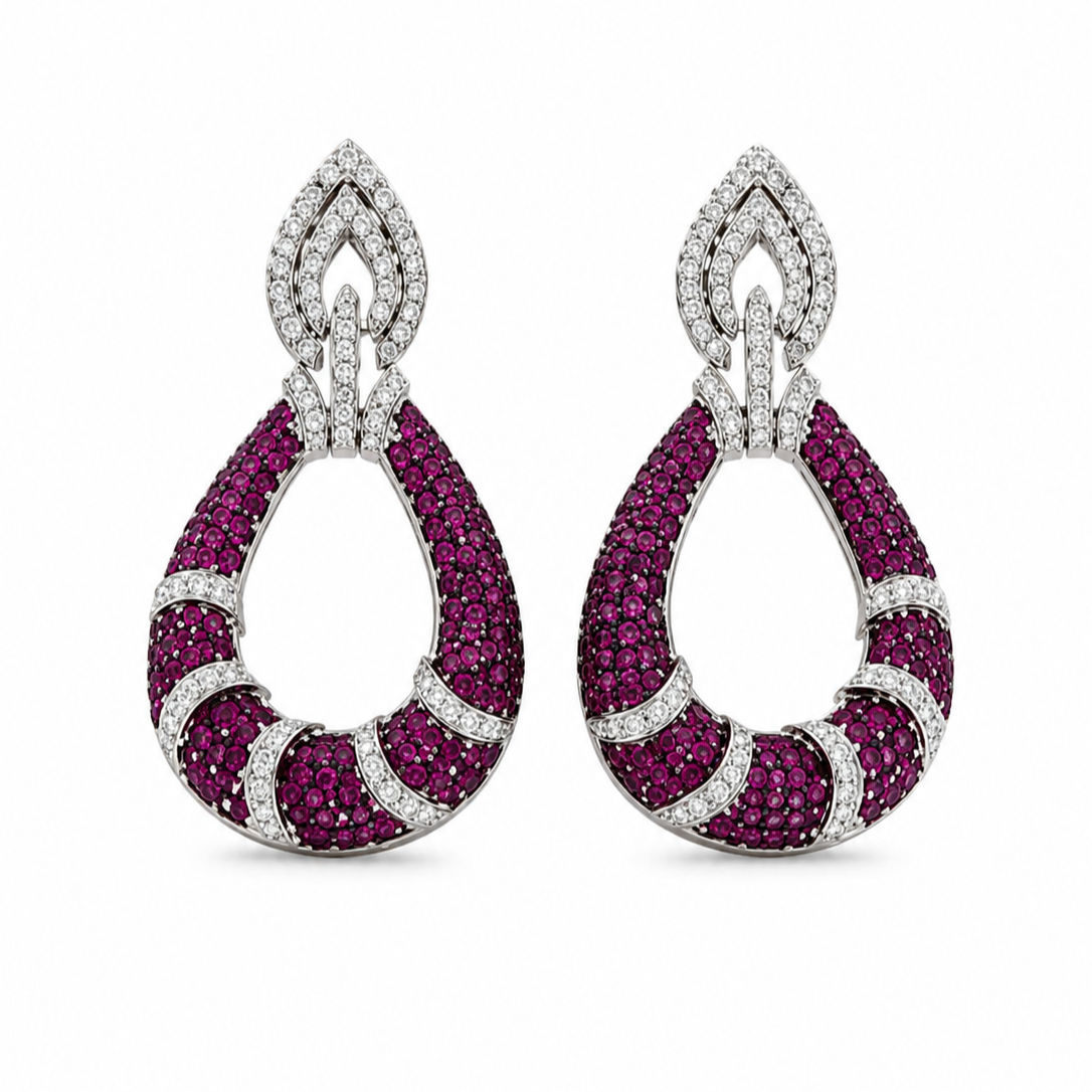 Rhodium Plated Cubic Zirconia Drop Earrings